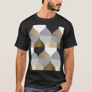 Camiseta Geométrico de lujo: negro, patrón oro