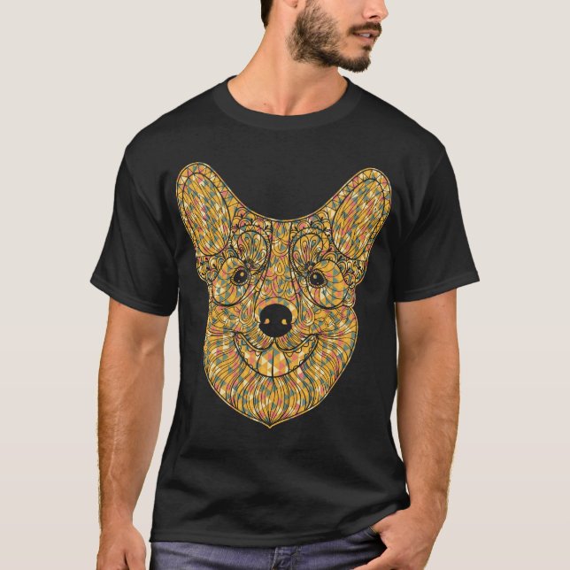 Camiseta Geométrico de Pembroke Welsh Corgi (Anverso)