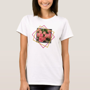Camiseta Geométrico de rosas rosadas