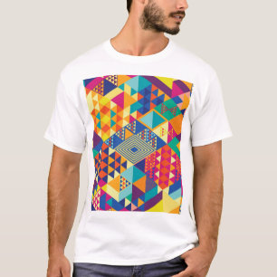 Camiseta Geométrico, elementos abstractos, patrón vintage.