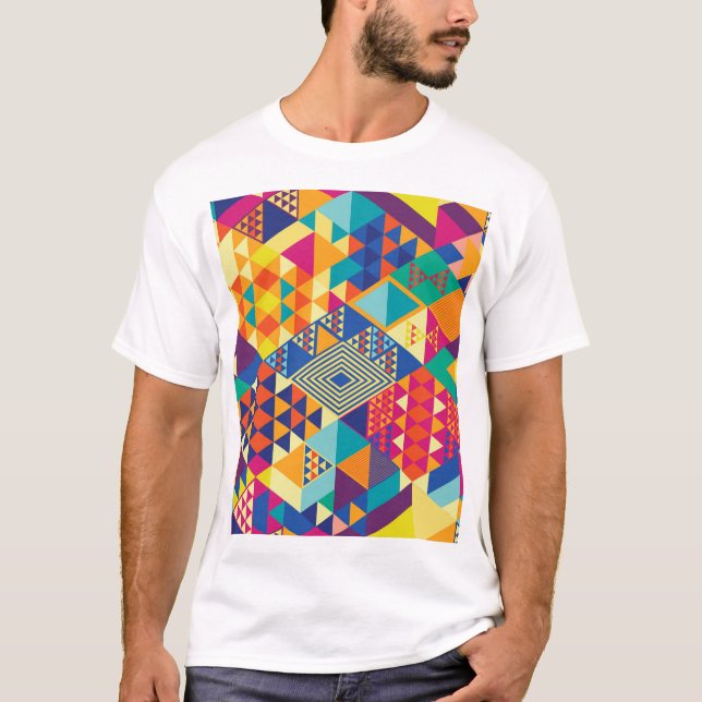 Camiseta Geométrico, elementos abstractos, patrón vintage. (Anverso)