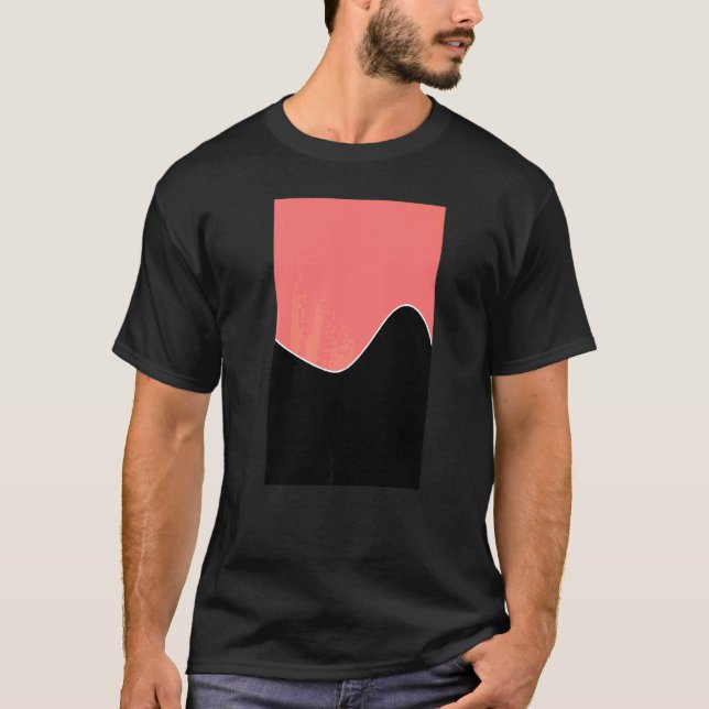 Camiseta Geométrico Patrón De Dos Ondas De Tono Pink Y Bla (Anverso)