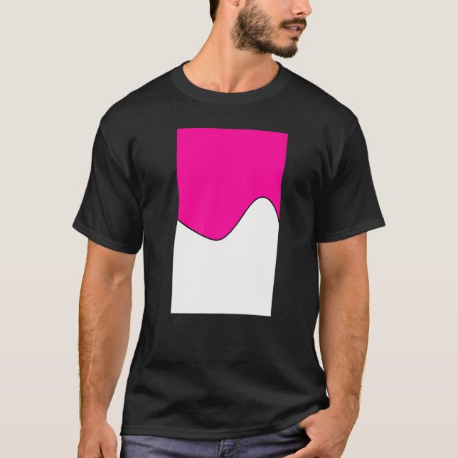 Camiseta Geométrico Patrón De Onda De Dos Tonos Rosa Profun (Anverso)