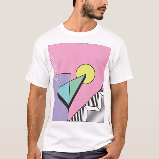 Camiseta Geométrico Postmoderno: Composición abstracta (Anverso)