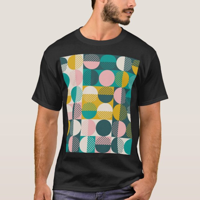 Camiseta Geométrico retro: patrón vintage moderno. (Anverso)