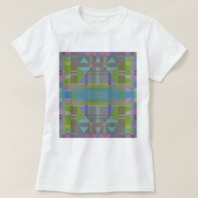 Camiseta Geométrico verde azul púrpura (Diseño del anverso)