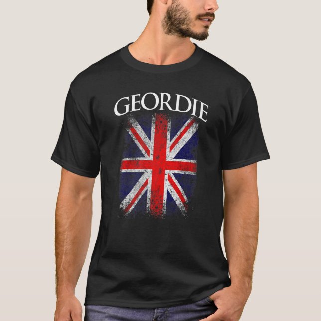 Camiseta Geordie Vintage Retro Bandera Británica Funny (Anverso)