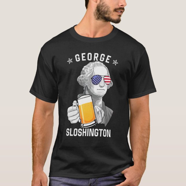 Camiseta George Sloshington Washington Beer 4 De Julio Ame (Anverso)