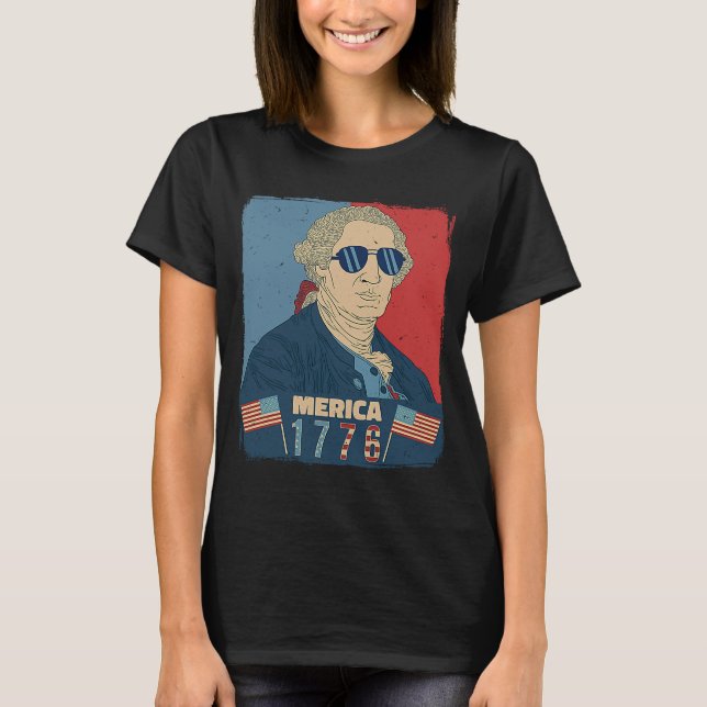 Camiseta George Washington 4 de julio gafas de sol de la ba (Anverso)