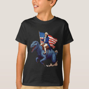 Camiseta George Washington Divertido Montando Un Tyrannosau