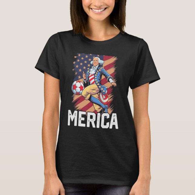 Camiseta George Washington, EE.UU. 4 de julio, Funny S (Anverso)