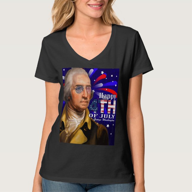 Camiseta George Washington Gafas De Sol 4 De Julio Diseño (Anverso)