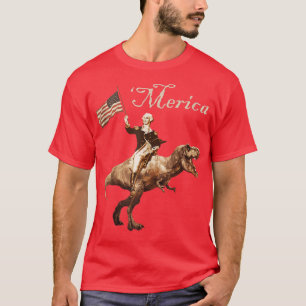 Camiseta George Washington montando un tiranosaurio por la 
