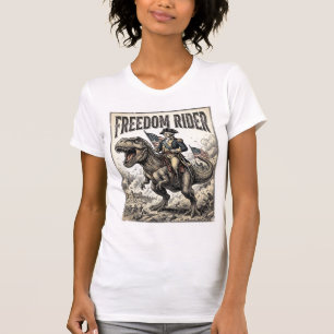 Camiseta George Washington Patriótico Montando T-rex Libert