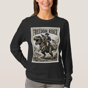 Camiseta George Washington Patriótico Montando T-rex Libert
