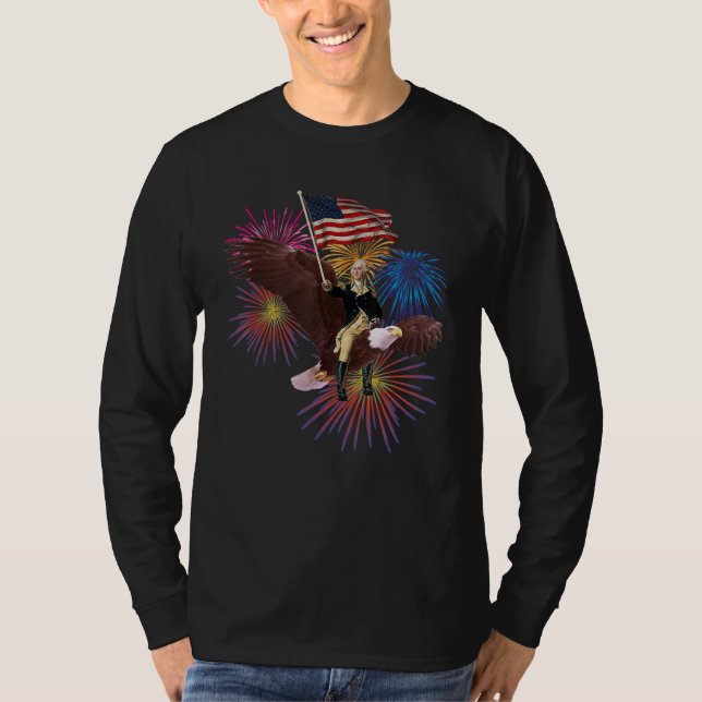 Camiseta George Washington Riding an Eagle with a Flag 4th  (Anverso)