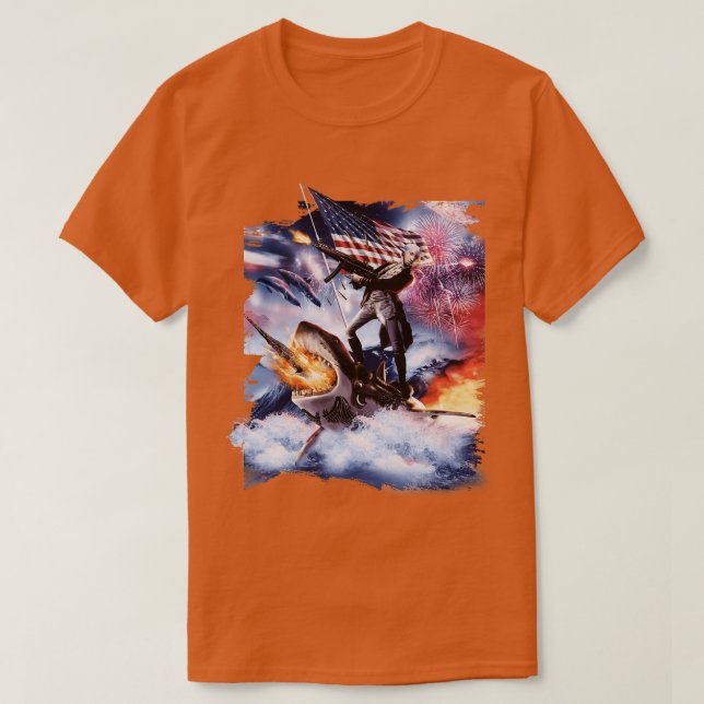 Camiseta George Washington Riding Shark (Diseño del anverso)