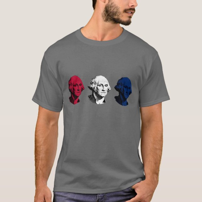 Camiseta George Washington rojo, blanco, y azul (Anverso)
