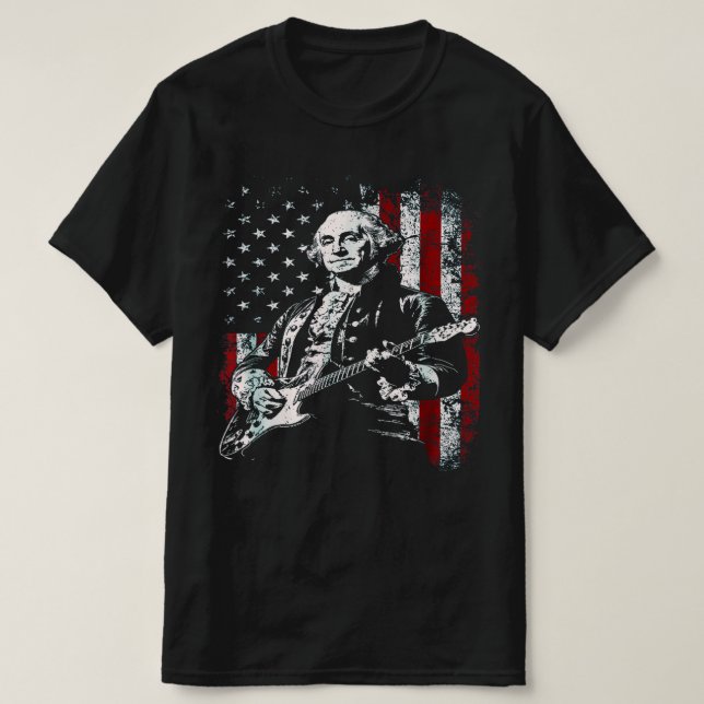 Camiseta George Washington tocando guitarra Rock and Roll A (Diseño del anverso)