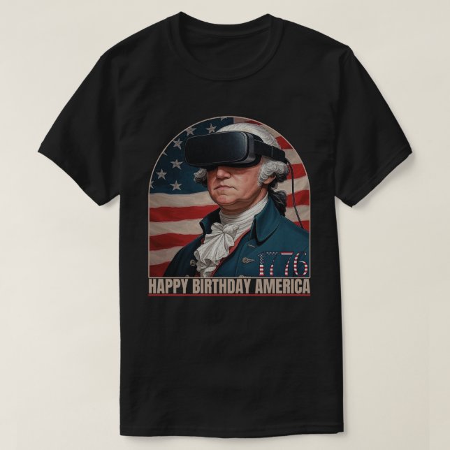 Camiseta George Washington VR  Feliz Cumpleaños América (Diseño del anverso)
