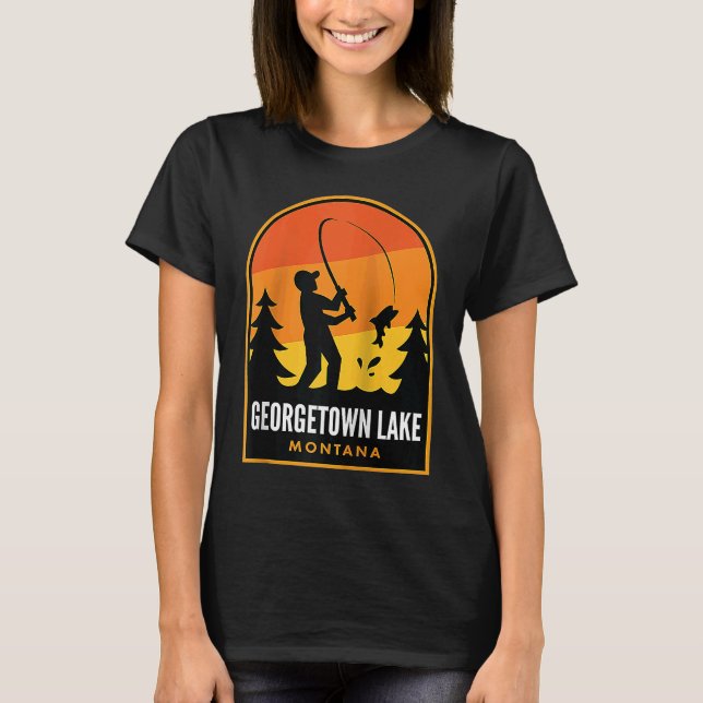 Camiseta Georgetown Lake Montana Pesca Raglan (Anverso)