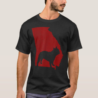 Camiseta Georgia con Bulldog angustiado Perro Rojo Shir