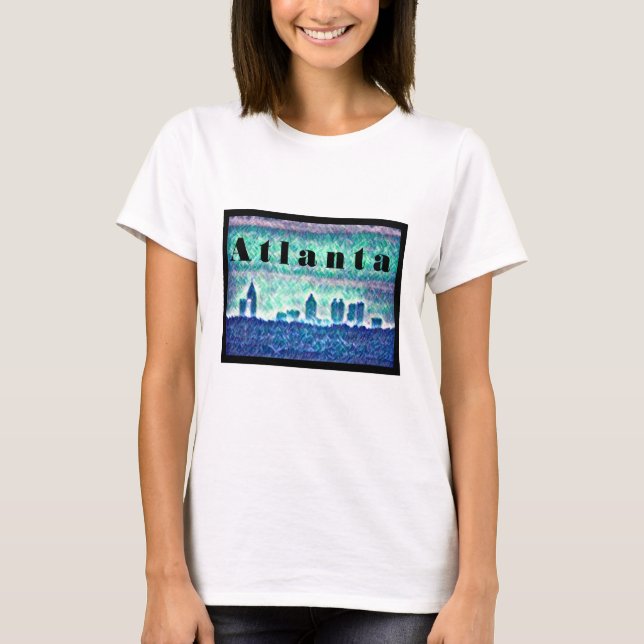Camiseta Georgia: Diseño de la silueta de Atlanta retro 80 (Anverso)