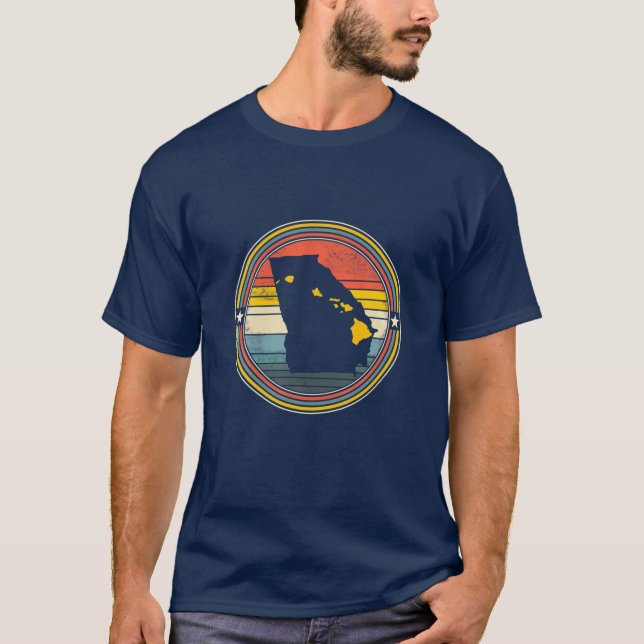 Camiseta Georgia Hawaii Raíces Originales Mapa Retro (Anverso)