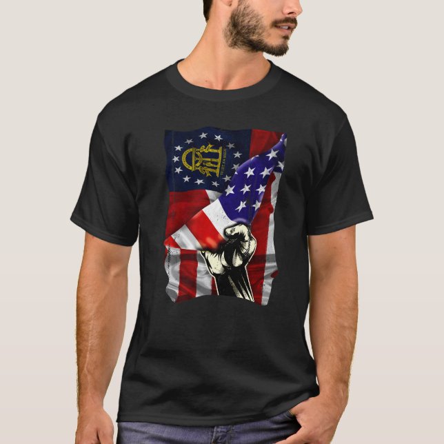 Camiseta Georgia State Flag Distressed US American Patrioti (Anverso)