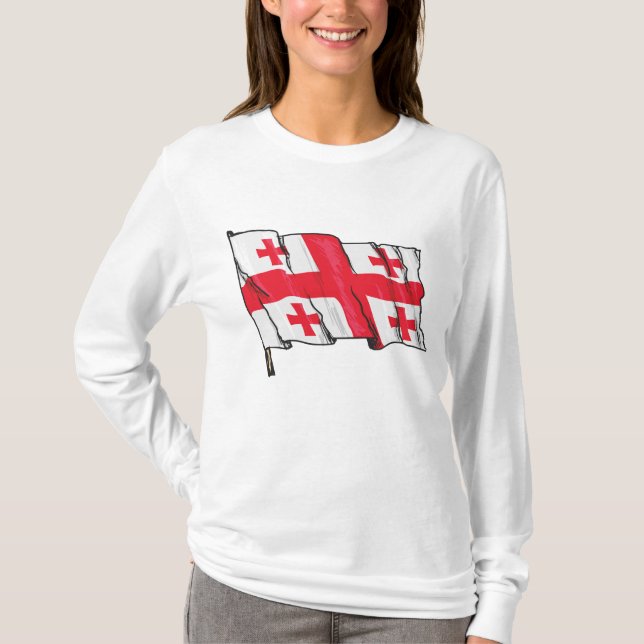 Camiseta Georgian Flag Red and White Cross (Anverso)
