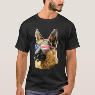 Camiseta Ger Shepherd Patriótico Bandera Estadounidense Ger