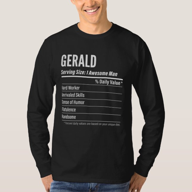 Camiseta Gerald  Nutritional Facts Serving Size Calories (Anverso)