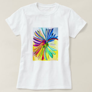 Camiseta Gerbera arcoiris, flor colorida