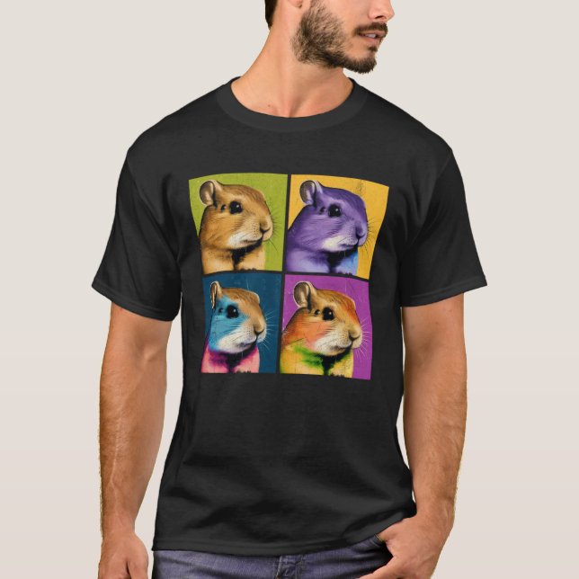 Camiseta Gerbil Pop Illustration Colorful Animal Women Men (Anverso)