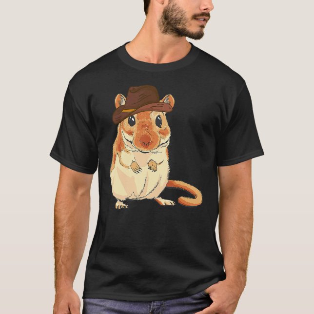 Camiseta Gerbil Western Cowboy Hat Rodeo Desert Rat Animal  (Anverso)