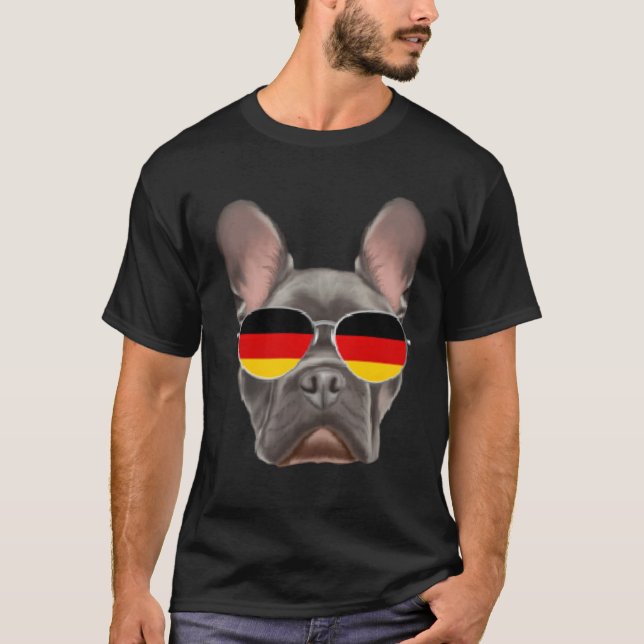 Camiseta German Flag French Bulldog Dog Germany Pocket (Anverso)