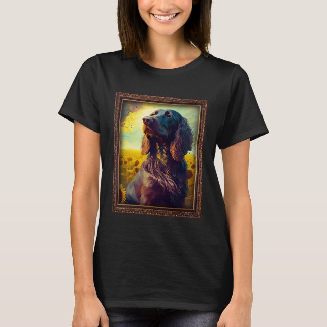 Camiseta German Longhaired Pointer Painting Sunflower Flowe (Anverso)