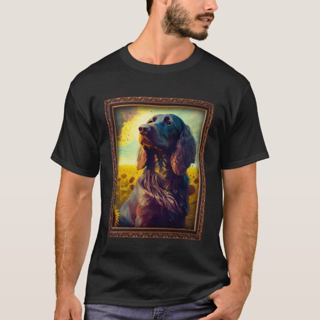 Camiseta German Longhaired Pointer Painting Sunflower Flowe (Anverso)