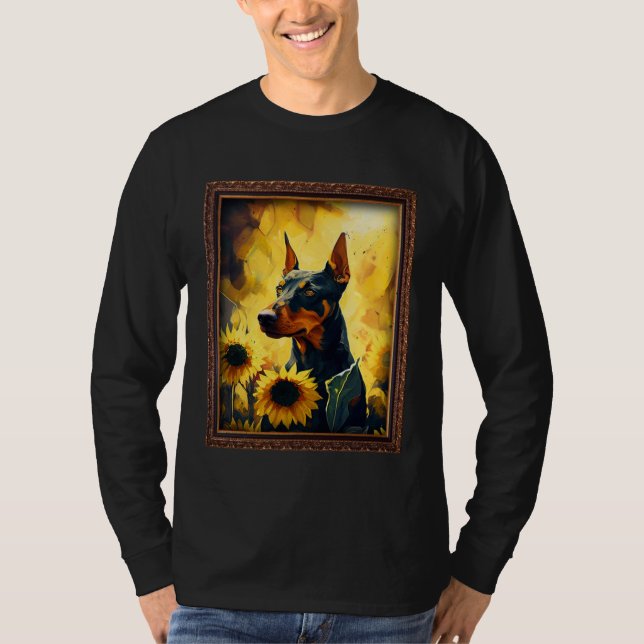 Camiseta German Pinscher Painting Sunflower Flower Mom Wome (Anverso)