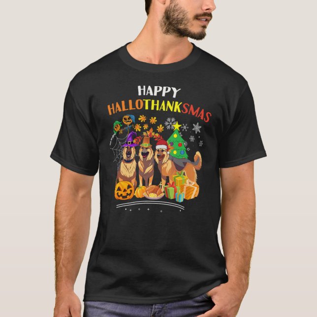 Camiseta German sheipherd Dog Halloween xmas happy Hallotha (Anverso)