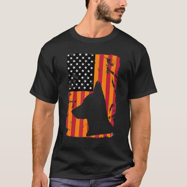 Camiseta German Shepherd American Flag German Flag (Anverso)