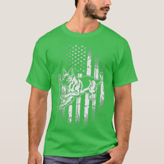 Camiseta German Shepherd AMERICAN FLAG Patriotic Dog Rescue