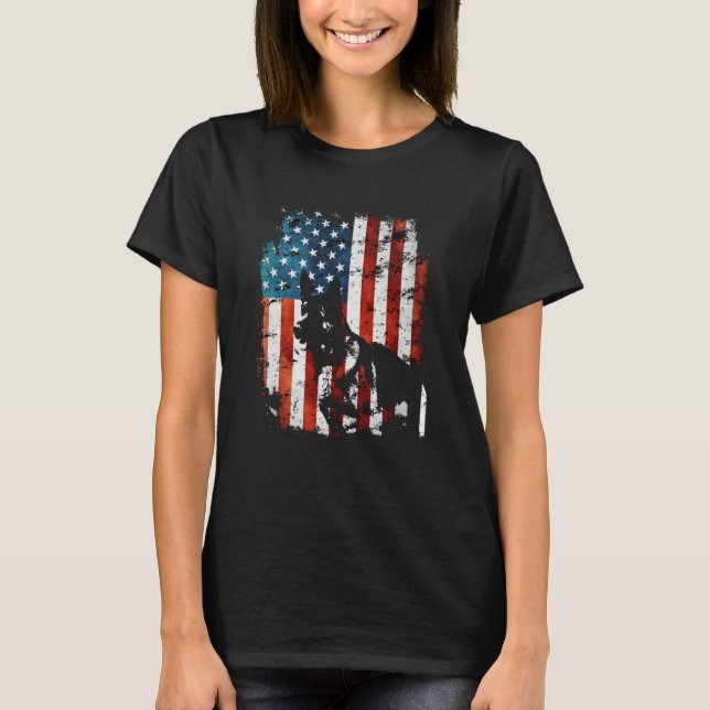 Camiseta German Shepherd American Flag USA Patriotic Dog (Anverso)