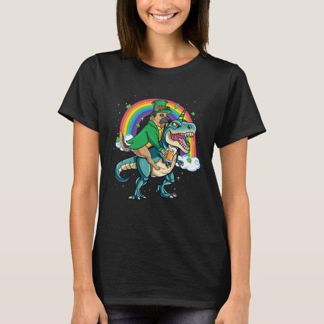 Camiseta German Shepherd Beer Dino Rex Horn Rainbow (Anverso)