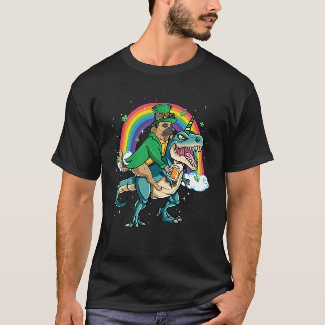 Camiseta German Shepherd Beer Dino Rex Horn Rainbow (Anverso)