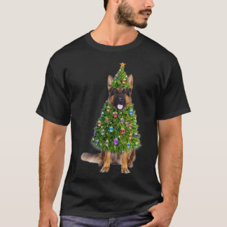 Camiseta German Shepherd Christmas Tree Lights  Funny Gift 