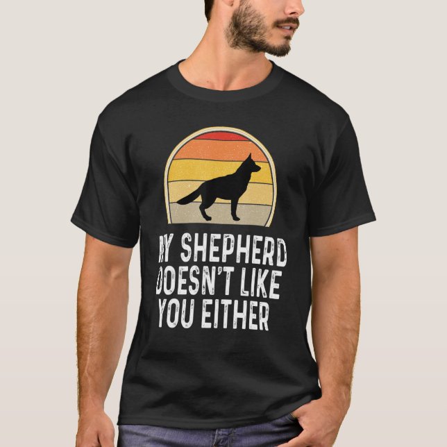 Camiseta German Shepherd Doesnt Like You Either Dog Owner L (Anverso)