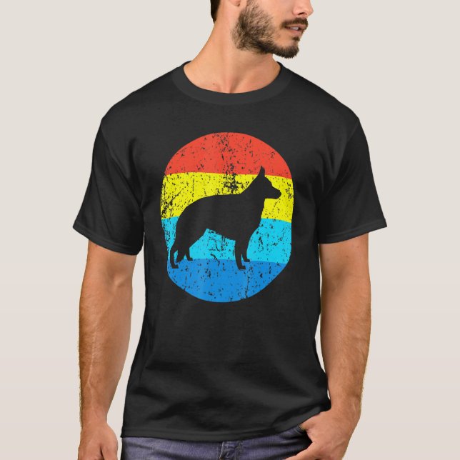 Camiseta German Shepherd Dog Breed Silhouette Retro 1970s C (Anverso)
