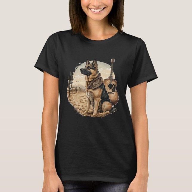 Camiseta German shepherd Dog Country Music American Rodeo   (Anverso)