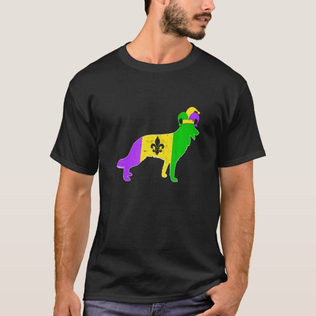 Camiseta German Shepherd Dog Mardi Gras Carnivals Funny Pup (Anverso)